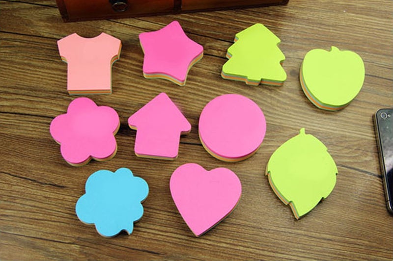 Funny live 6 Pads Creative Sticky Notes 3x3 Self-Stick Notes for Home, Office,100 Sheets/Pad, 'Butterflie', 'Clothe', 'Heart', 'Leaves', 'Apple', 'Strawberry', 'Bear', 'Plum Flower',etc. Shapes Random - Image 2